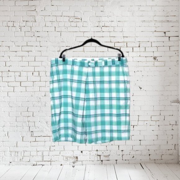 Alan Flusser Golf Short Plaid Turquoise Men's - Picture 1 of 6
